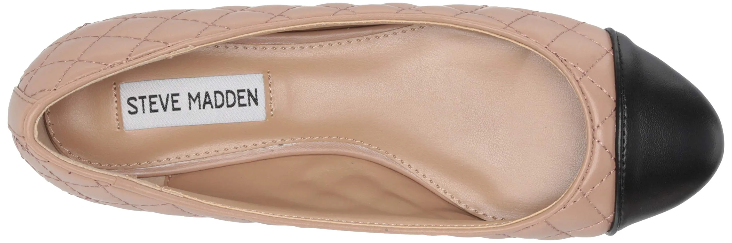 Steve Madden Caption Ballet Flat Nude Black Leather Cap Toe Classic Flats