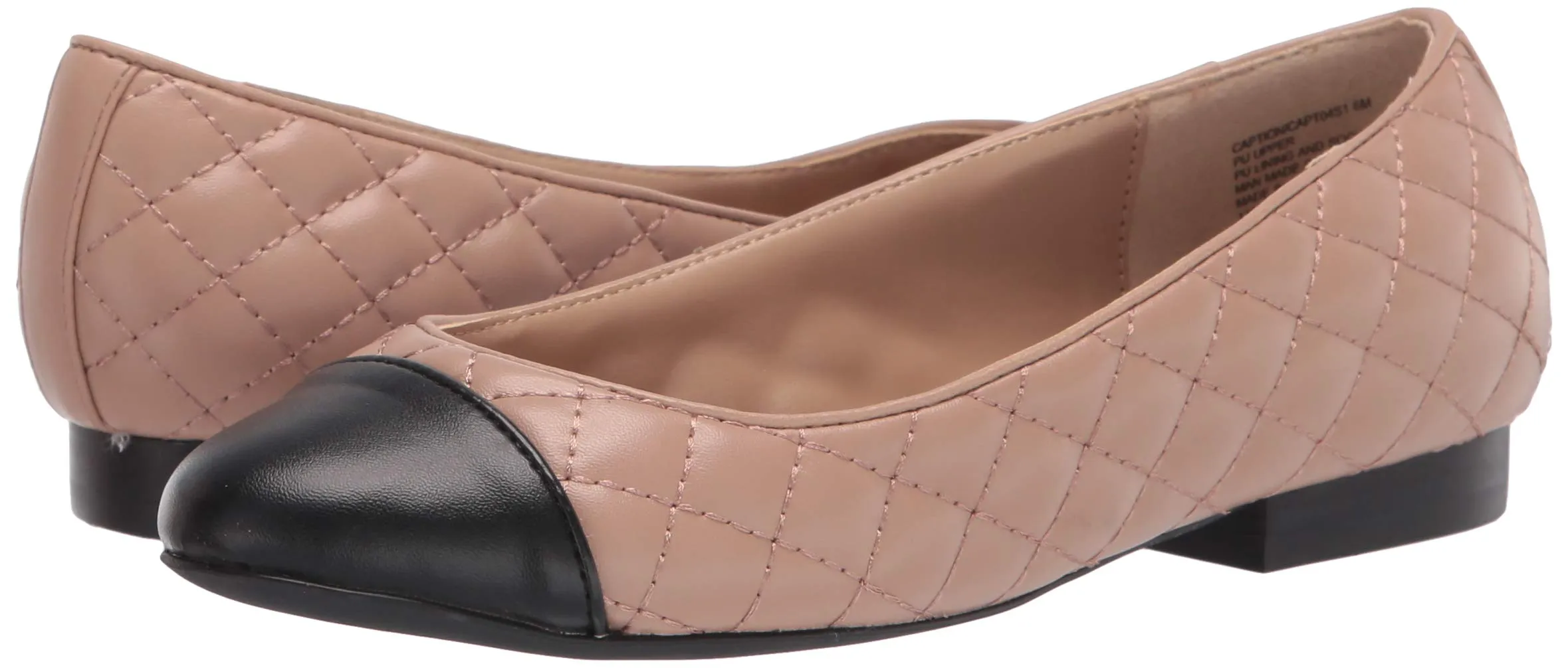 Steve Madden Caption Ballet Flat Nude Black Leather Cap Toe Classic Flats