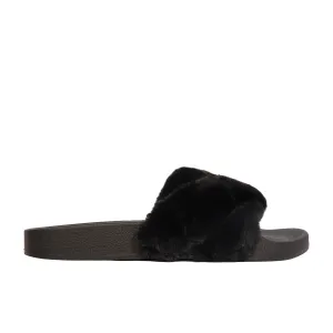 STEVE MADDEN - Women's Snooze Faux Fur Slip on Pool Slides