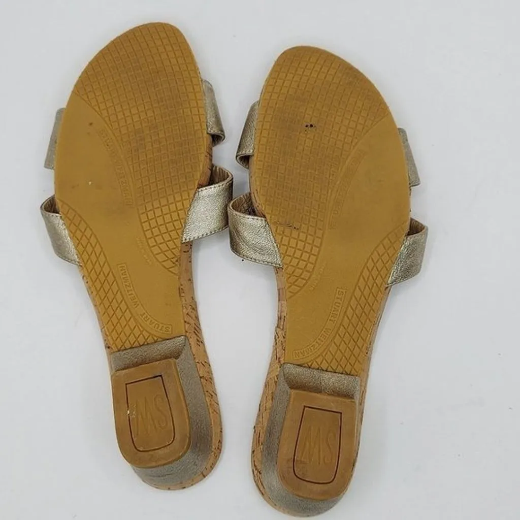 Stuart Weitzman Gold Cork Slides - Size 6.5