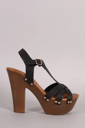 Studded Open Toe Clog Platform Chunky Heel