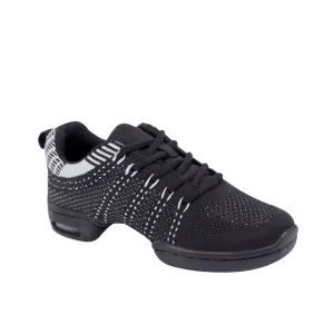 Supadance: Unisex Dance Sneaker S8002 | Black & White Mesh Split Rubber Sole