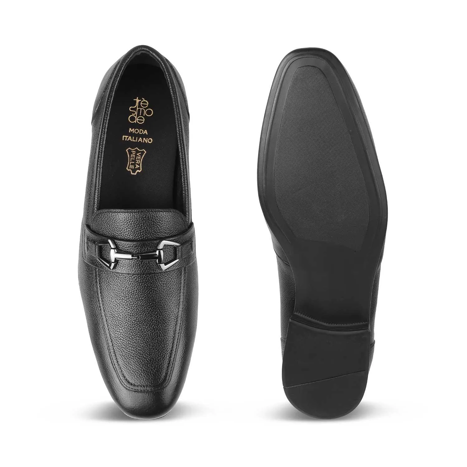 The Bremen Black Men's Leather Loafers Tresmode