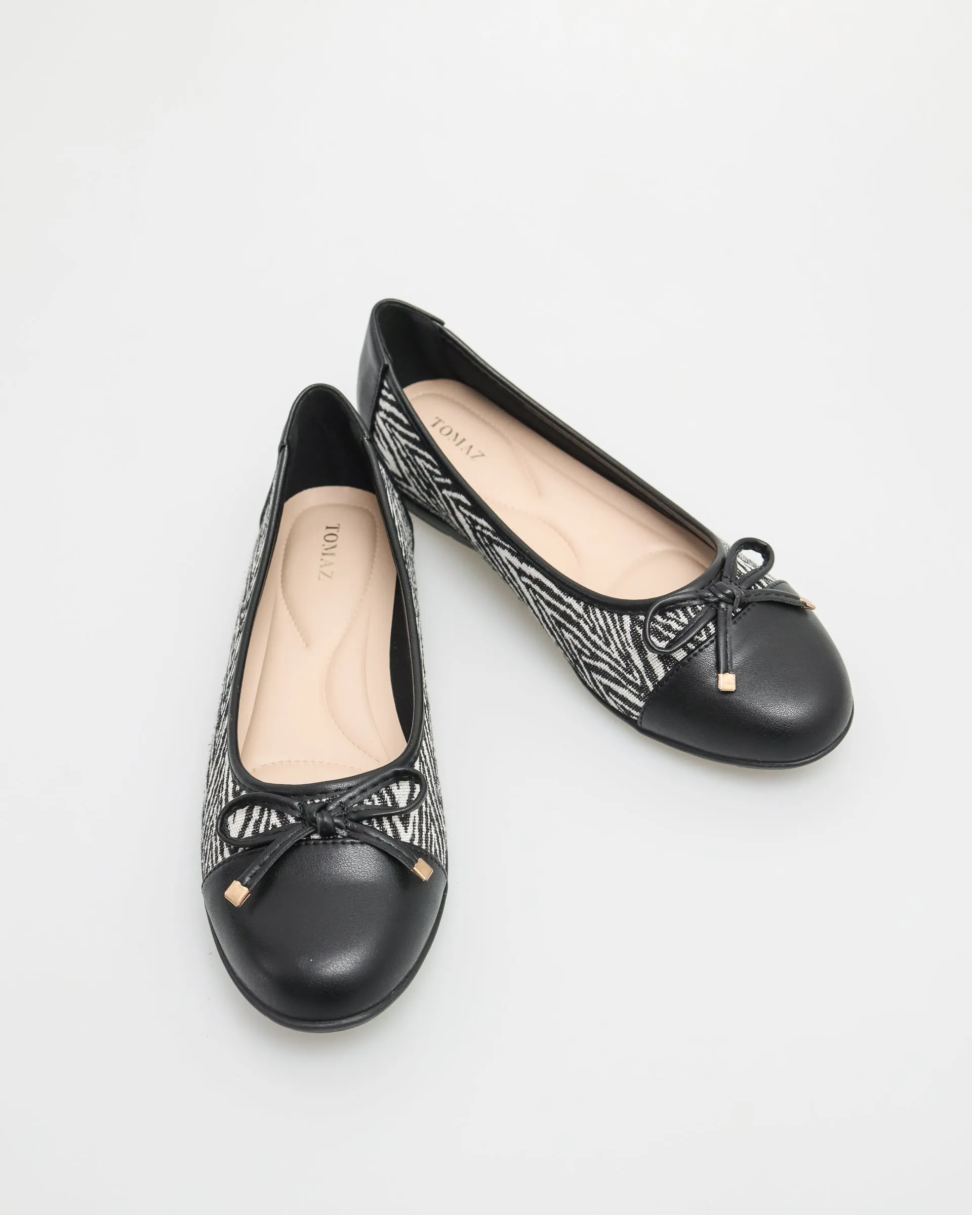 Tomaz NN165 Ladies Tweed Flats (Black)