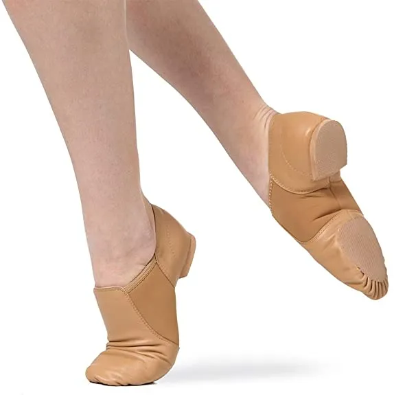 Unisex Leather Jazz Dance Shoes Slip on Practice Performance Flats