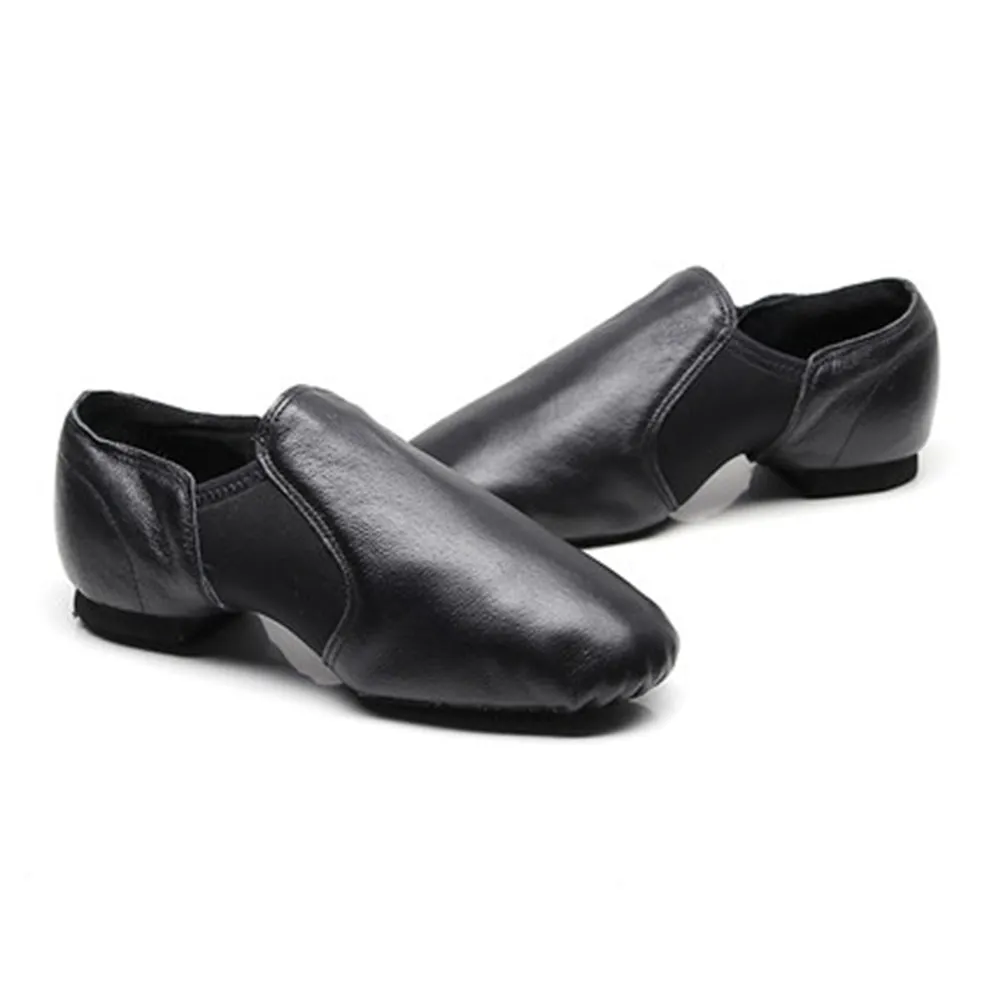 Unisex Leather Jazz Dance Shoes Slip on Practice Performance Flats