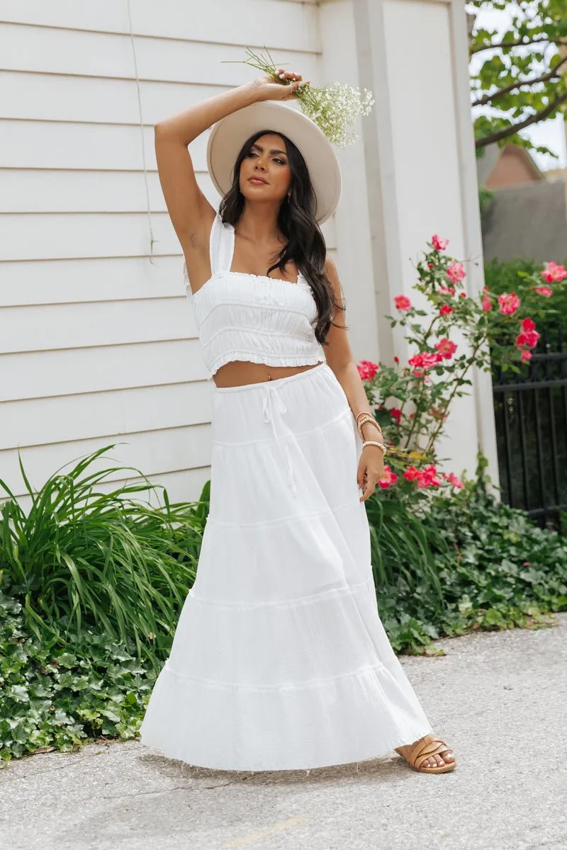 White Ruffle Smocked Tank Top - FINAL SALE