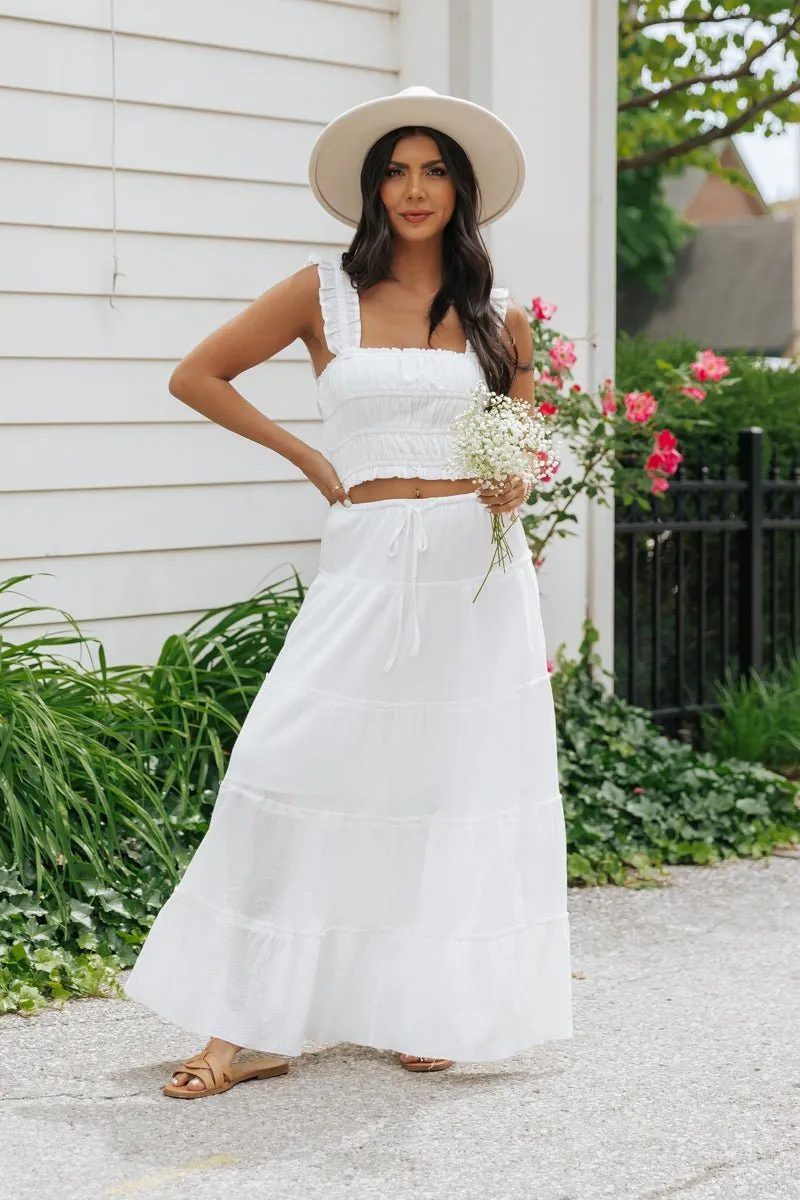 White Ruffle Smocked Tank Top - FINAL SALE