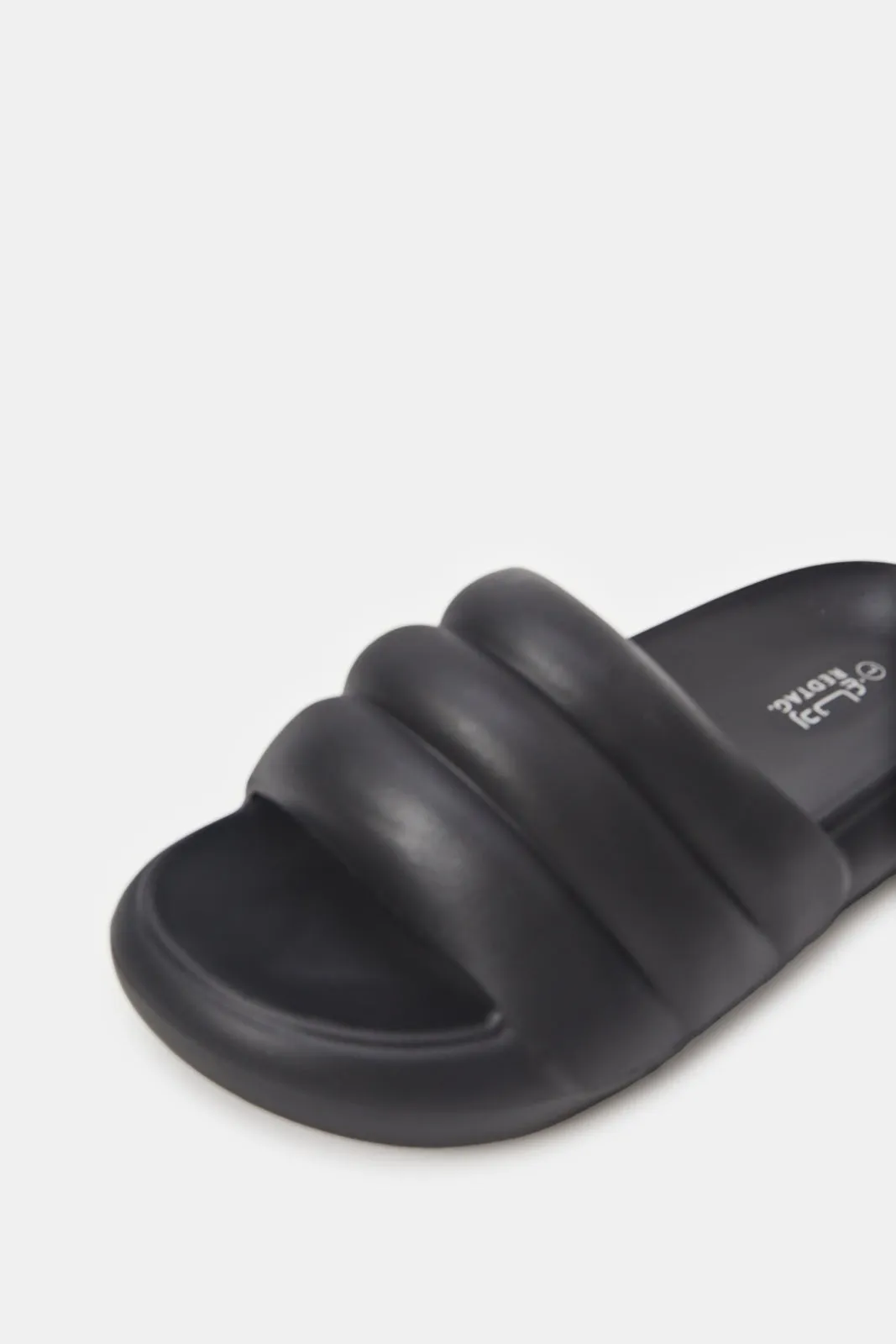 Women Black Molded Slide