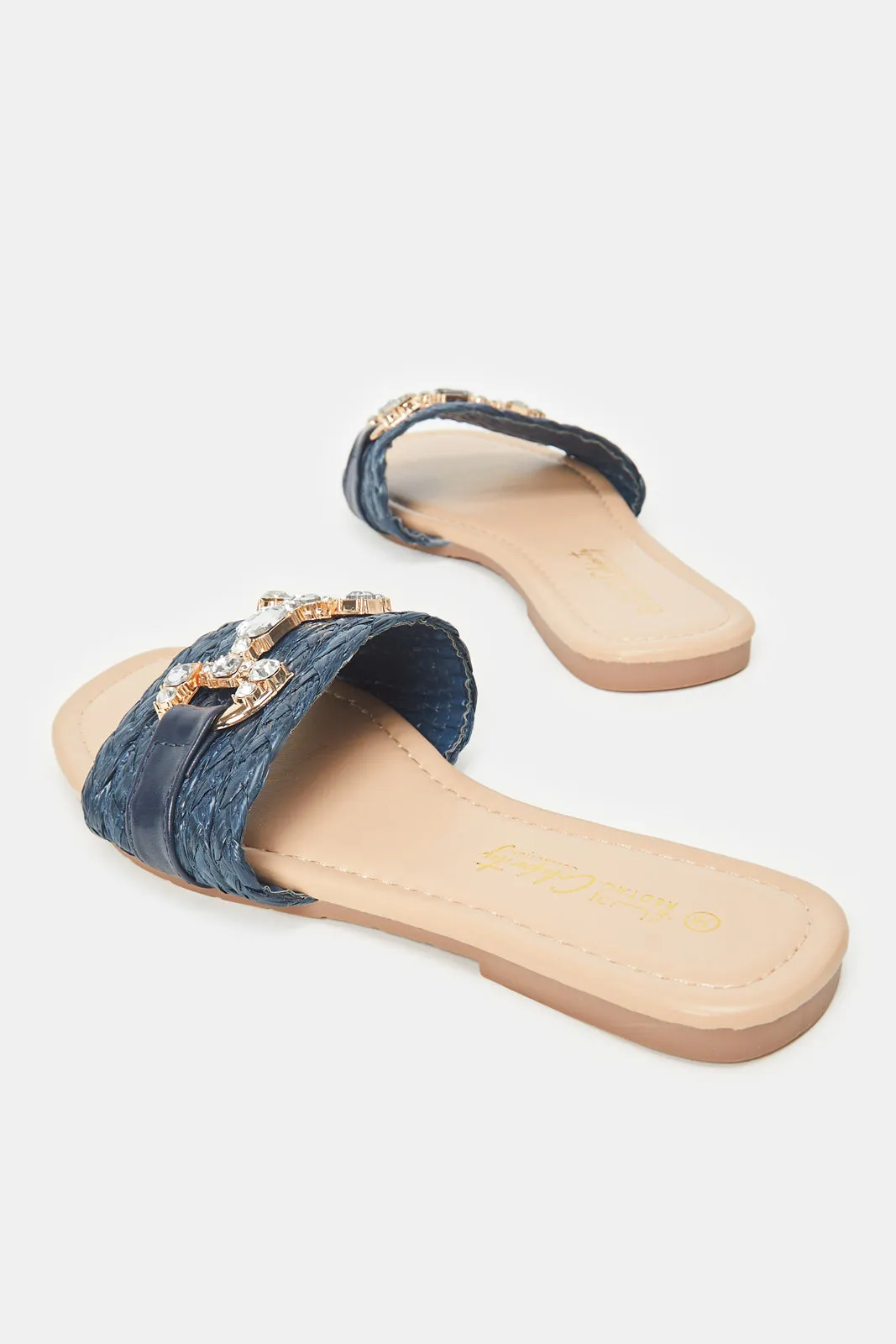 Women Blue Mule With Embellishment