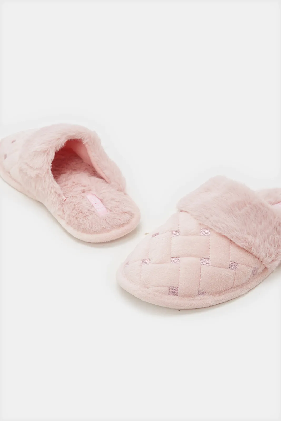 Women Pink Embroidery Trim Slipper