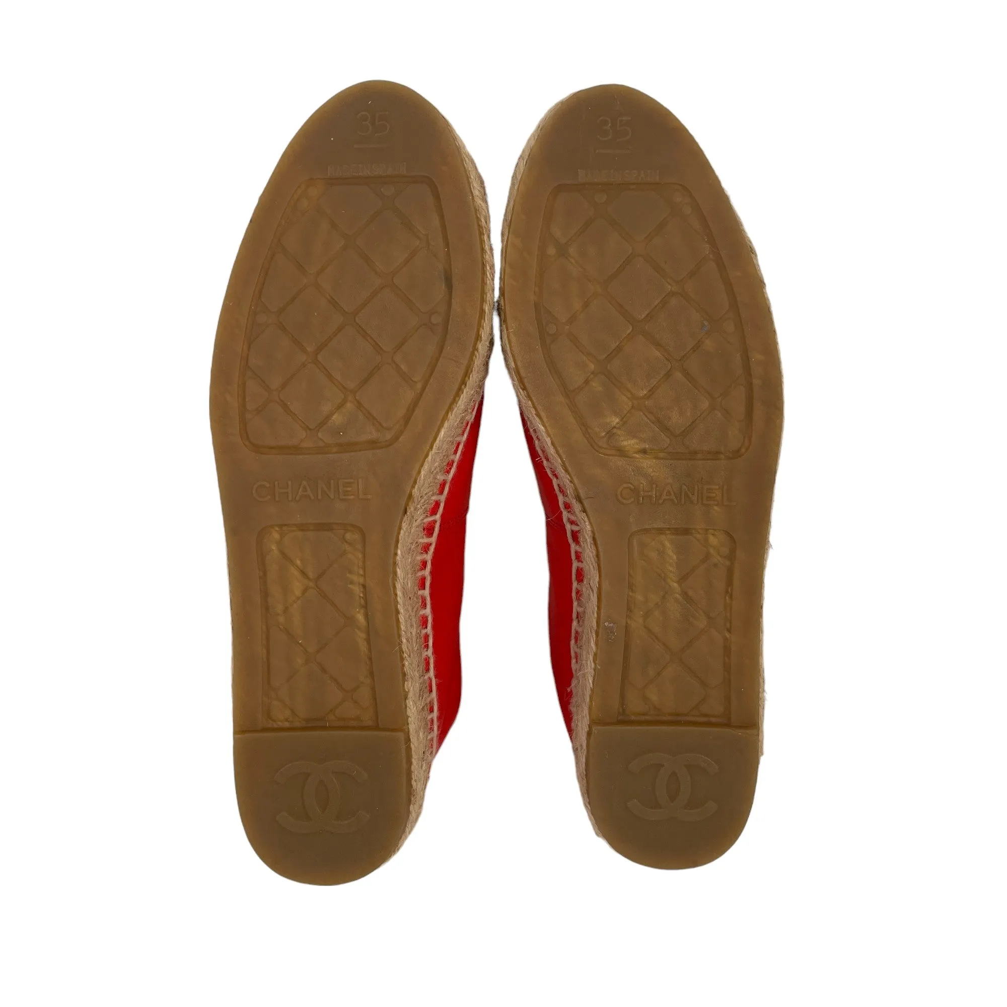 Women's Cc Lambskin Leather Espadrilles Red Size EU 35 / UK 2