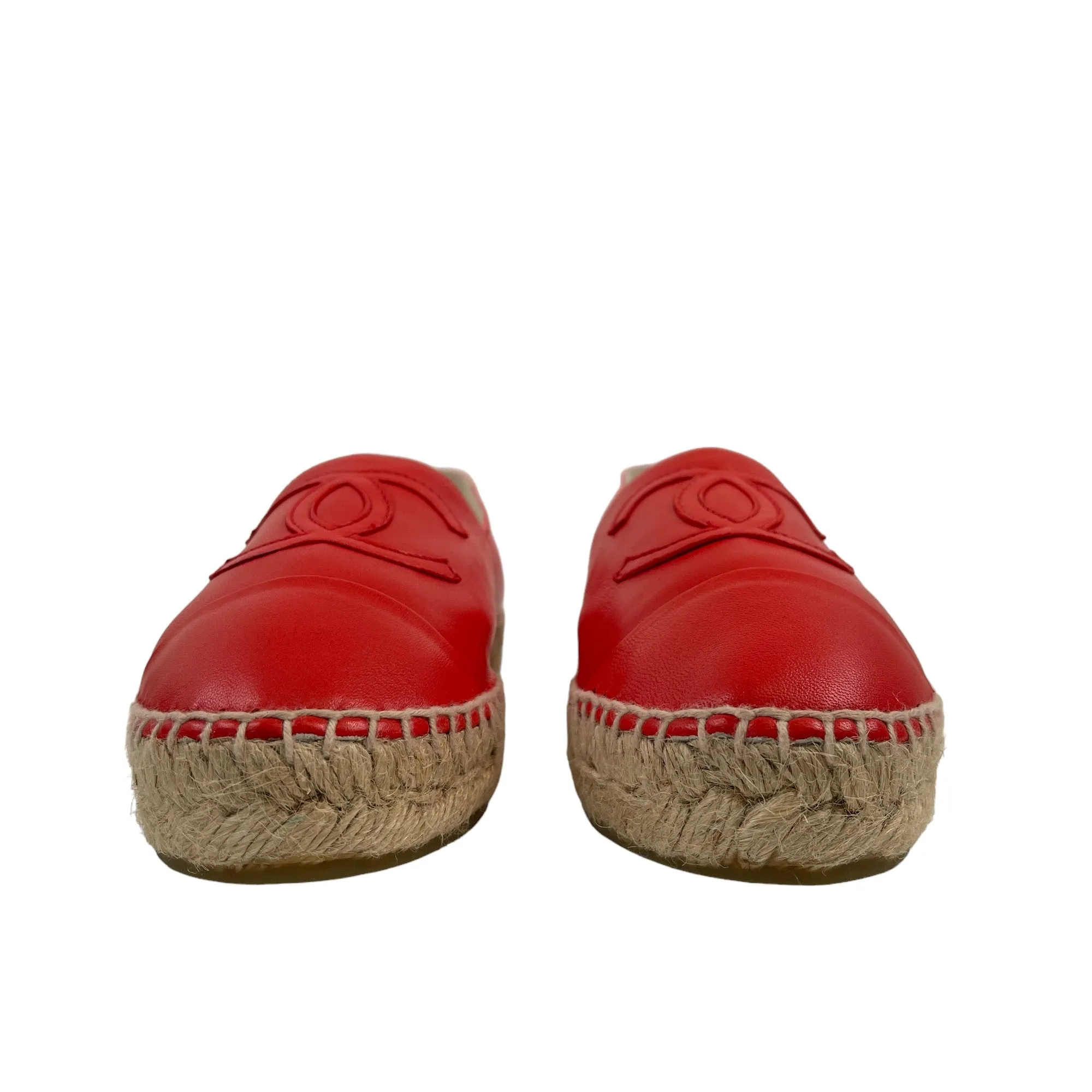 Women's Cc Lambskin Leather Espadrilles Red Size EU 35 / UK 2