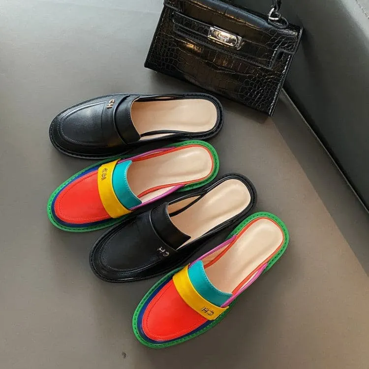 Women's Flats Round Head Rainbow Casual Shoes