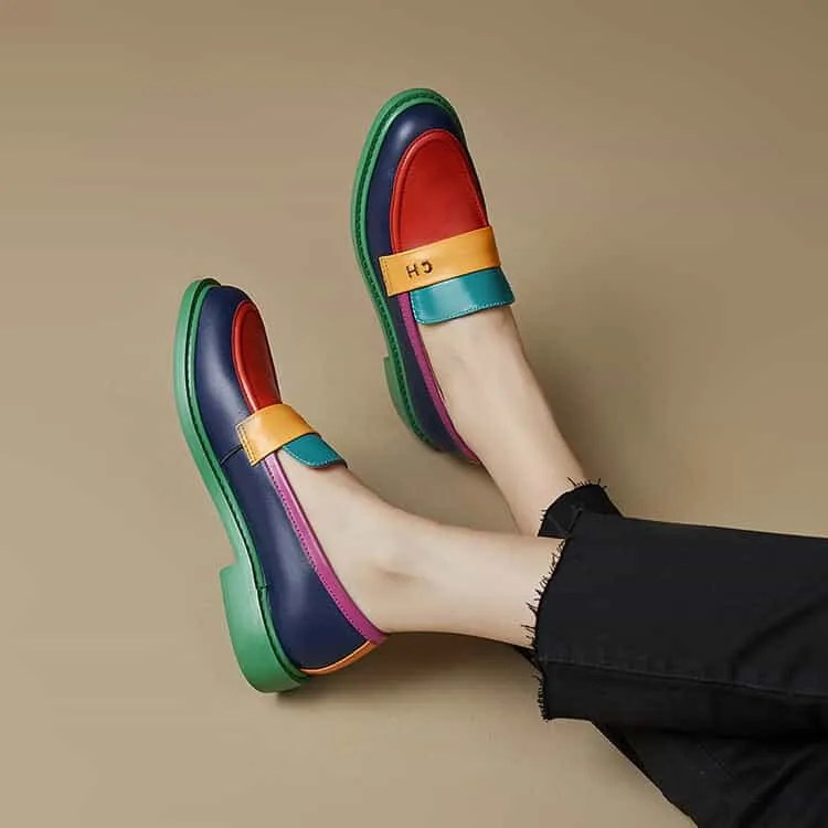 Women's Flats Round Head Rainbow Casual Shoes