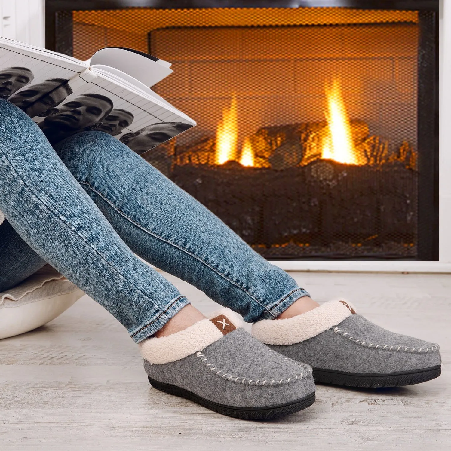 Women's Wool Felt Hi-Top Moccasin Slippers